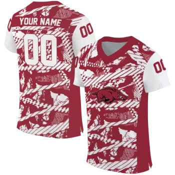 personalized arkansas razorbacks camo shatter red jersey best selling