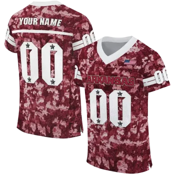 personalized arkansas razorbacks camouflage abstract red jersey best selling