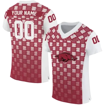 personalized arkansas razorbacks stacked rectangle red jersey best selling