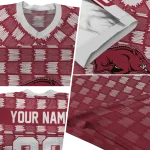 personalized arkansas razorbacks stacked rectangle red jersey best selling