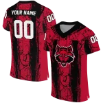 personalized arkansas state red wolves rugged stripes scarlet jersey best selling
