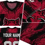 personalized arkansas state red wolves rugged stripes scarlet jersey best selling