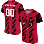 personalized arkansas state red wolves stripe block scarlet jersey best selling