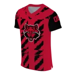 personalized arkansas state red wolves stripe block scarlet jersey best selling