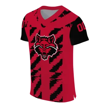 personalized arkansas state red wolves stripe block scarlet jersey fashion forward
