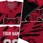 personalized arkansas state red wolves stripe block scarlet jersey best selling