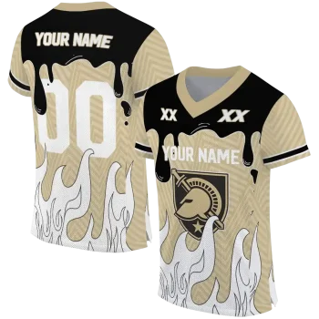 personalized army black knights dripping flames gold white jersey best selling