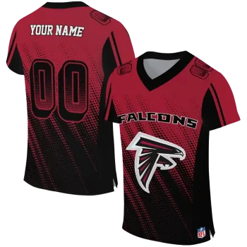 personalized atlanta falcons halftone fade red black jersey best selling