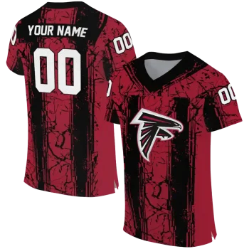 personalized atlanta falcons rugged stripes red jersey best selling