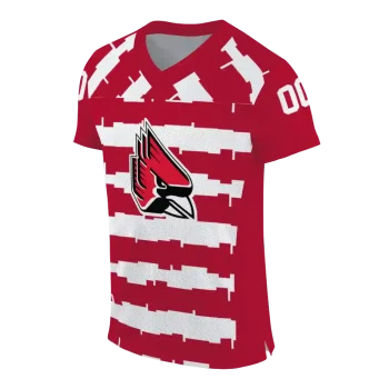 personalized ball state cardinals layered grids red jersey fashion forward