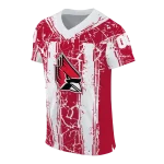 personalized ball state cardinals rugged stripes red jersey best selling