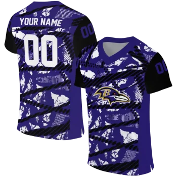 personalized baltimore ravens camo shatter purple jersey best selling