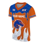 personalized boise state broncos dripping flames orange white jersey best selling