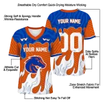 personalized boise state broncos dripping flames orange white jersey best selling