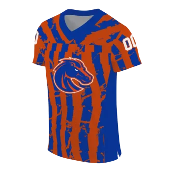 personalized boise state broncos stripe splatter orange jersey fashion forward