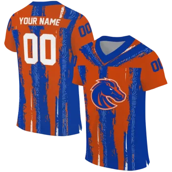 personalized boise state broncos striped texture orange jersey best selling