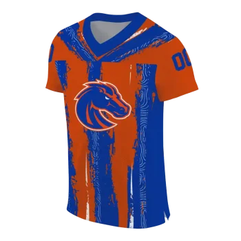 personalized boise state broncos striped texture orange jersey fashion forward