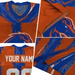 personalized boise state broncos striped texture orange jersey best selling