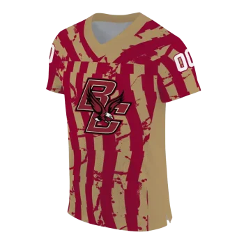 personalized boston college eagles stripe splatter maroon jersey fashion forward