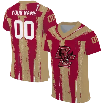 personalized boston college eagles striped texture maroon jersey best selling