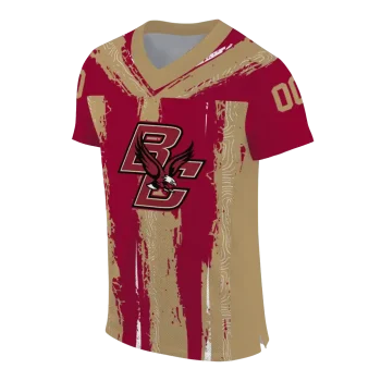 personalized boston college eagles striped texture maroon jersey fashion forward
