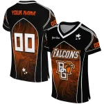 personalized bowling green falcons halftone slant orange black jersey best selling
