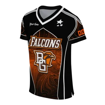 personalized bowling green falcons halftone slant orange black jersey fashion forward