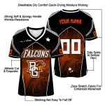 personalized bowling green falcons halftone slant orange black jersey best selling