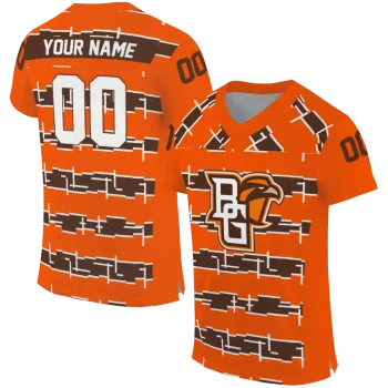 personalized bowling green falcons layered grids orange jersey best selling