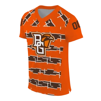 personalized bowling green falcons layered grids orange jersey fashion forward