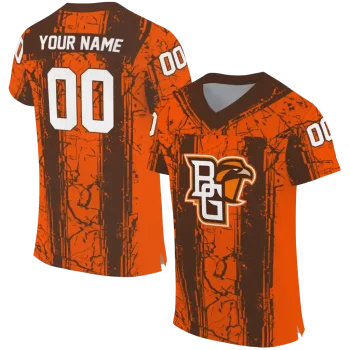 personalized bowling green falcons rugged stripes orange jersey best selling