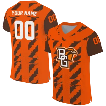 personalized bowling green falcons stripe block orange jersey best selling