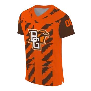 personalized bowling green falcons stripe block orange jersey fashion forward