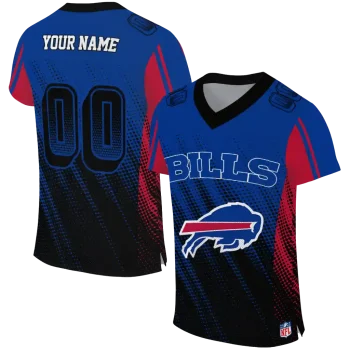 personalized buffalo bills halftone fade blue black jersey best selling