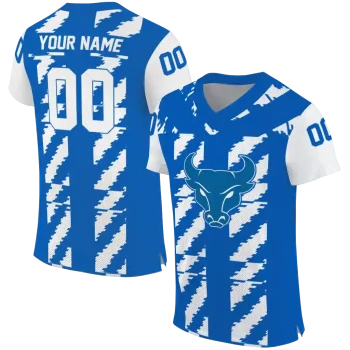 personalized buffalo bulls stripe block royal blue jersey best selling