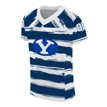 personalized byu cougars art stripe blue jersey fashion forward