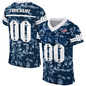 personalized byu cougars camouflage abstract blue jersey best selling