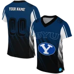 personalized byu cougars halftone flow blue black jersey best selling