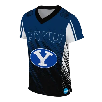 personalized byu cougars halftone flow blue black jersey fashion forward