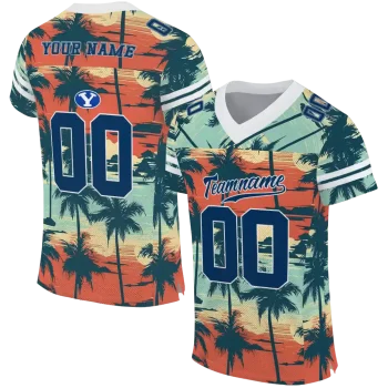 personalized byu cougars horizon palm sunset jersey best selling