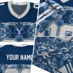 personalized byu cougars mirrored pattern blue jersey best selling