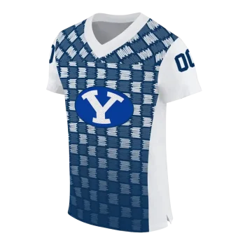 personalized byu cougars stacked rectangle blue jersey fashion forward