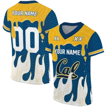 personalized california golden bears dripping flames blue white jersey best selling