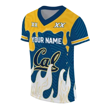 personalized california golden bears dripping flames blue white jersey fashion forward
