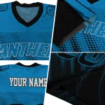 personalized carolina panthers halftone fade blue black jersey best selling