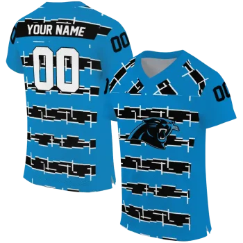 personalized carolina panthers layered grids blue jersey best selling