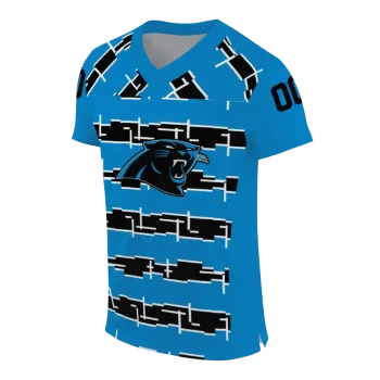 personalized carolina panthers layered grids blue jersey fashion forward