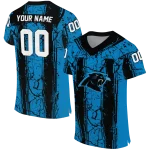 personalized carolina panthers rugged stripes blue jersey best selling