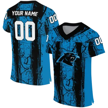 personalized carolina panthers rugged stripes blue jersey best selling
