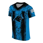 personalized carolina panthers rugged stripes blue jersey best selling